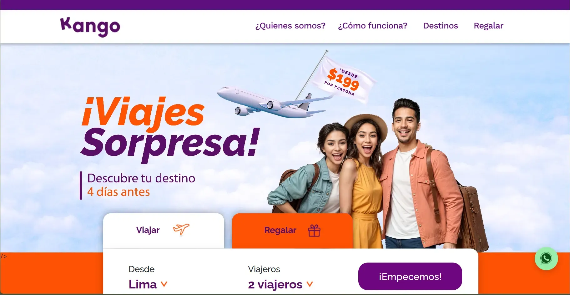 Sitio web de Kango Viajes
